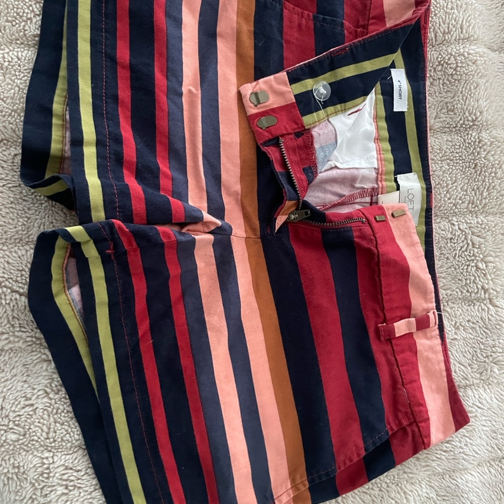 LOFT Women's Striped Shorts - Red, Pink, Green, Navy